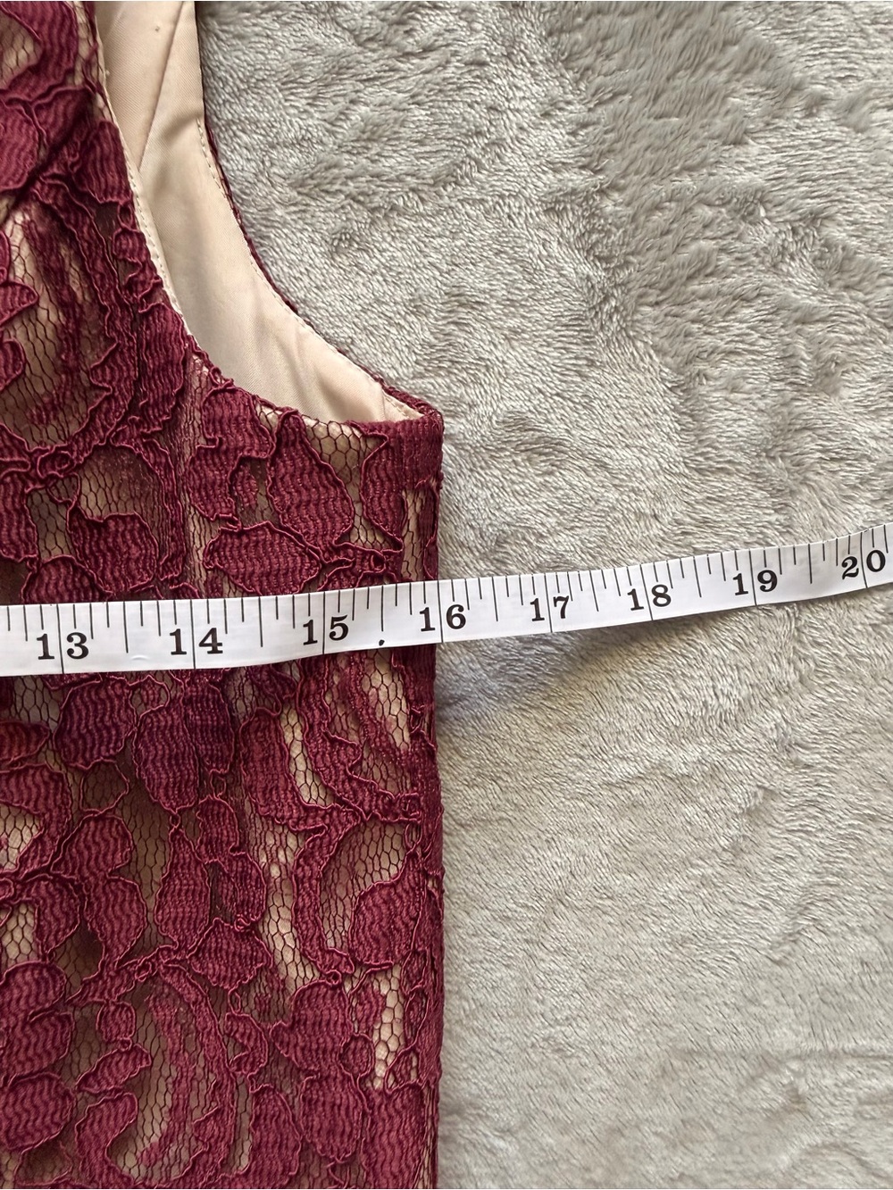 David's Bridal, Lace Bodice Chiffon Maxi Dress in Burgundy - M - Picture 7 of 9